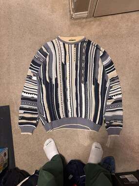 Vintage Tosani 3D Textured Knit Coogi Style Sweater Made in Canada